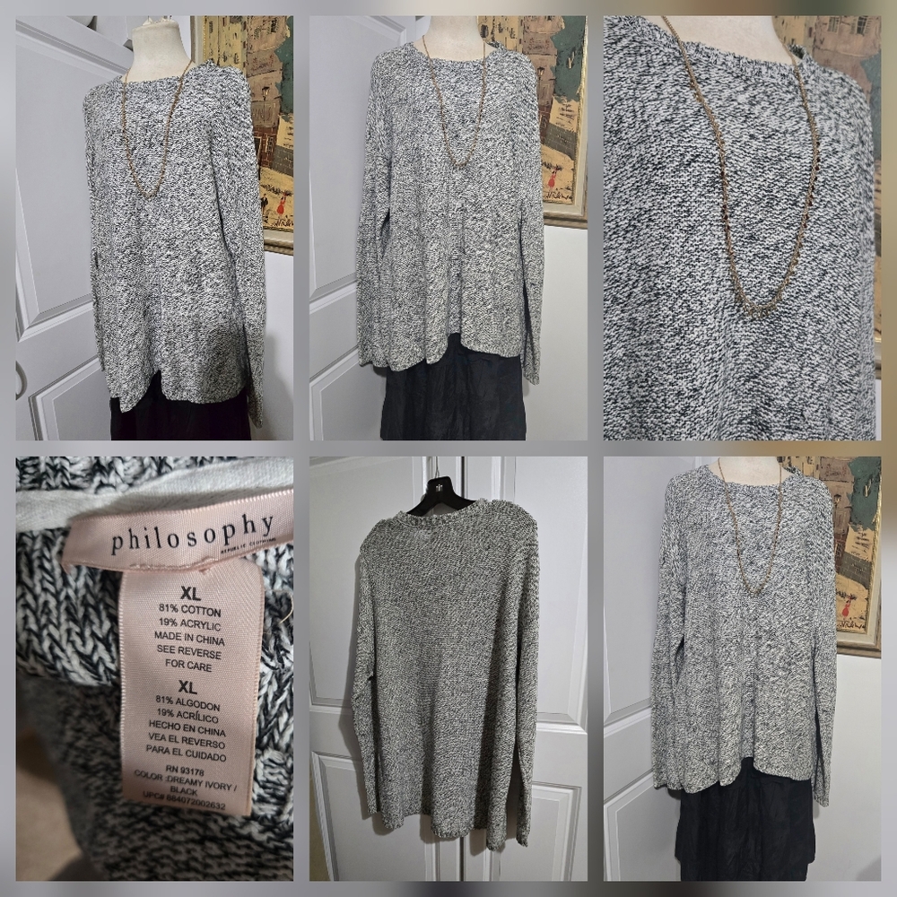 Philosophy Women's Black and White Knit Sweater - XL